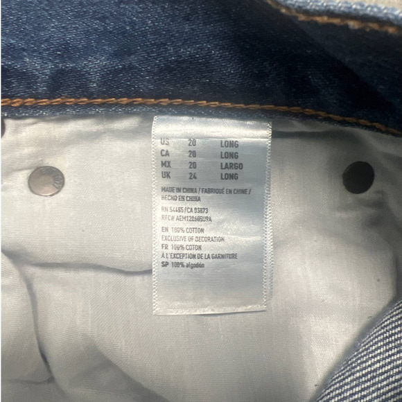 American Eagle Hi Rise Girlfriend Jeans Womens 20L Blue Distressed Frayed Hem - Picture 10 of 10